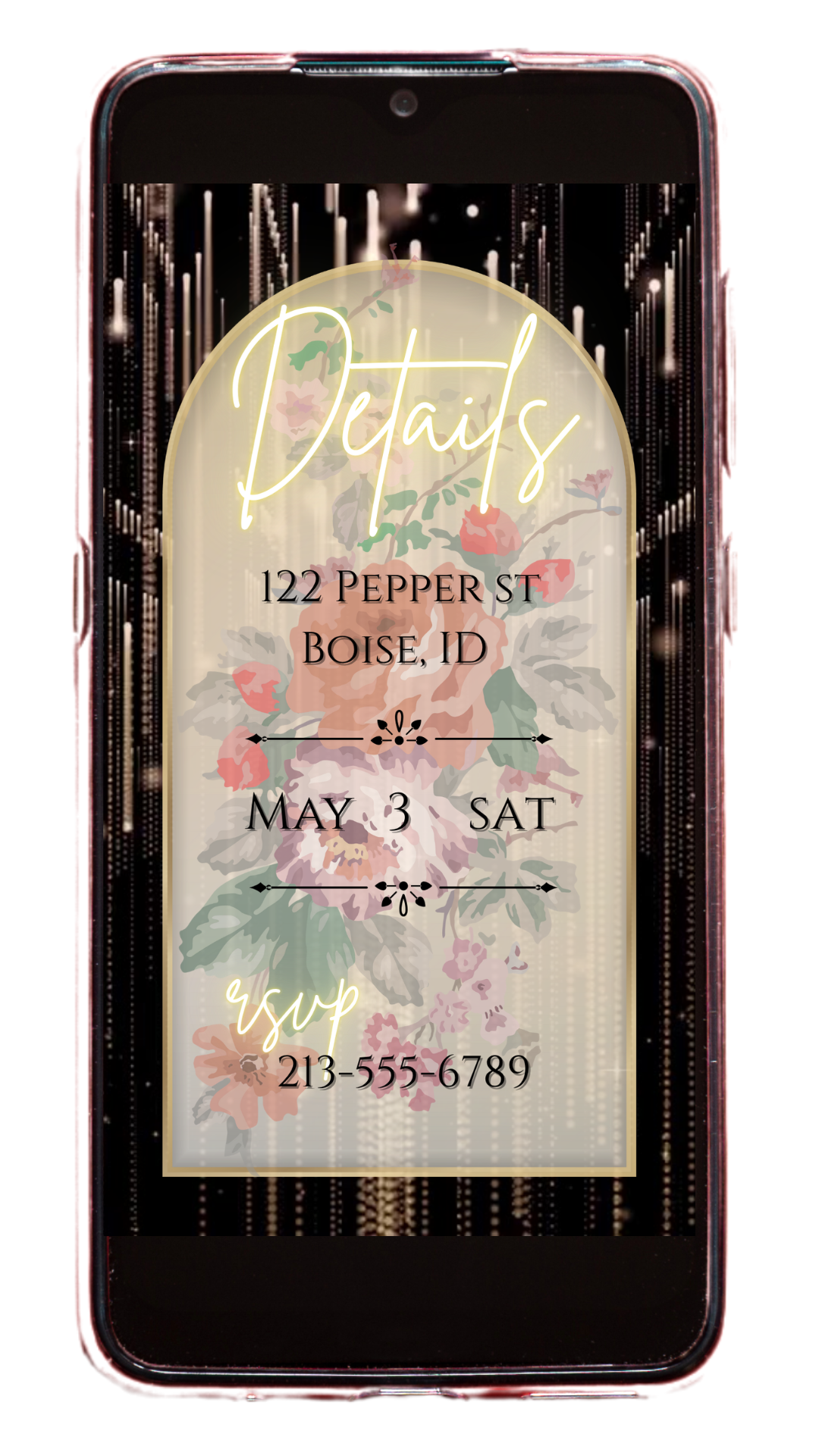 Gold and vintage flowers template