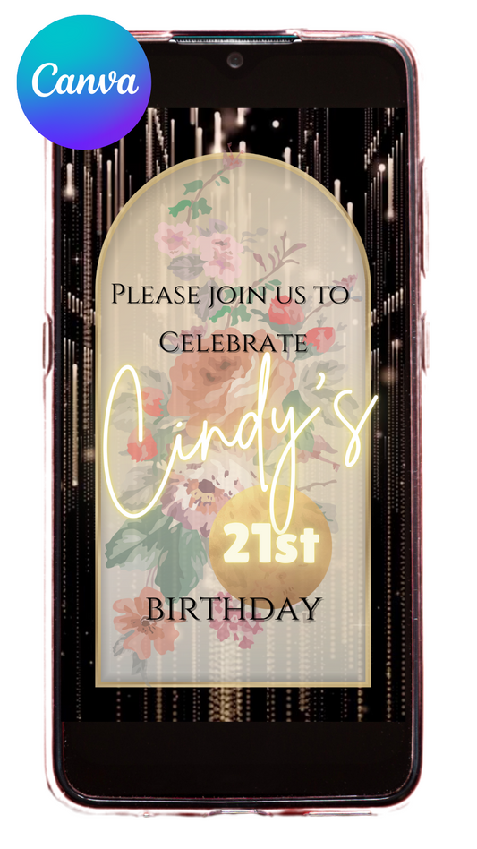 Gold and vintage flowers template