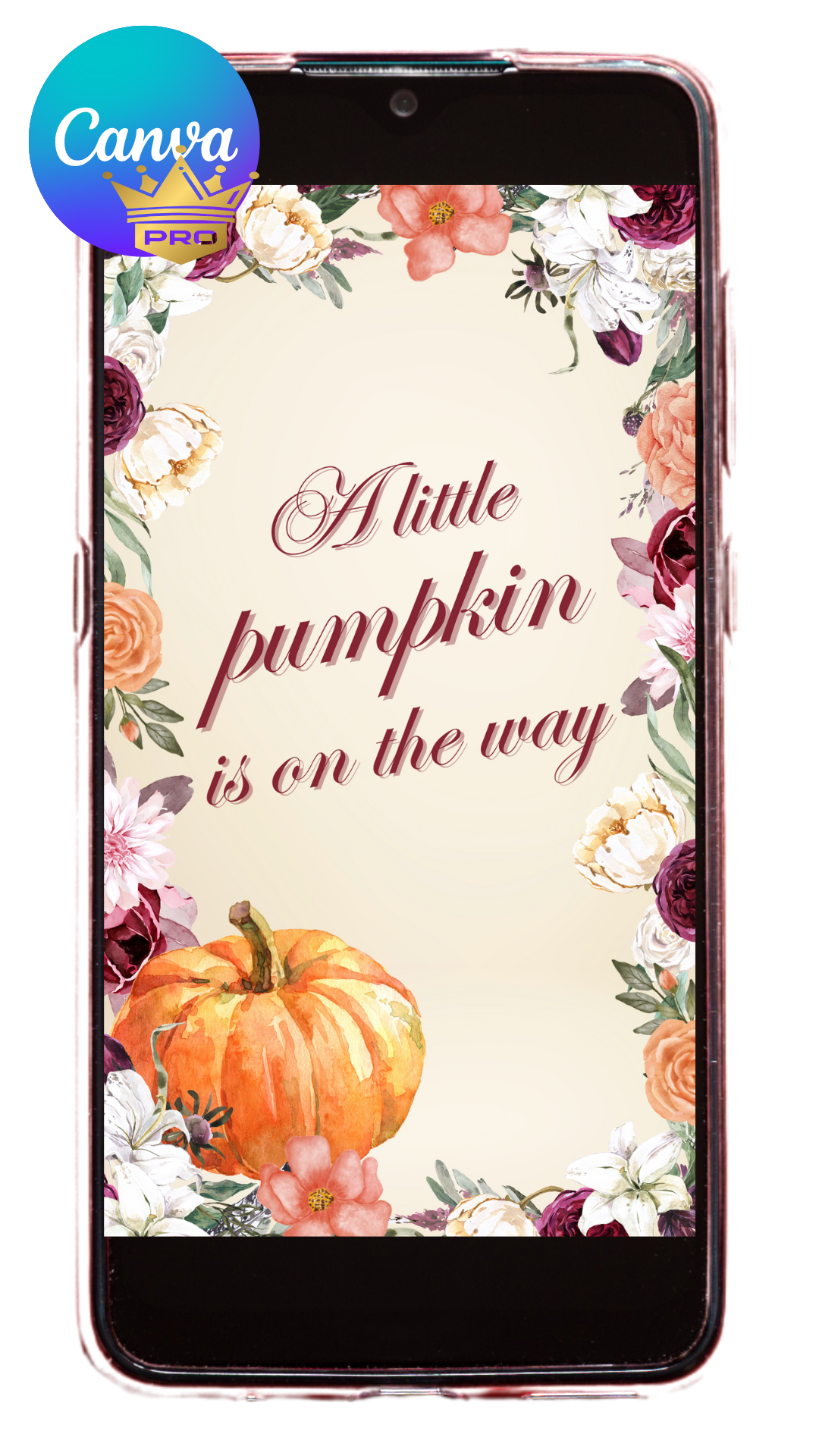 Autumn Flowers and pumpkin template